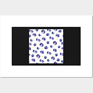 Blueberries and Stars Pattern Posters and Art